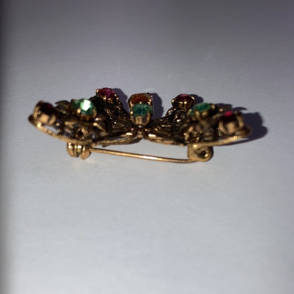 Vintage 50’s butterfly brooch multicolour gemstones,  bronze coloured frame. - Picture 4 of 7